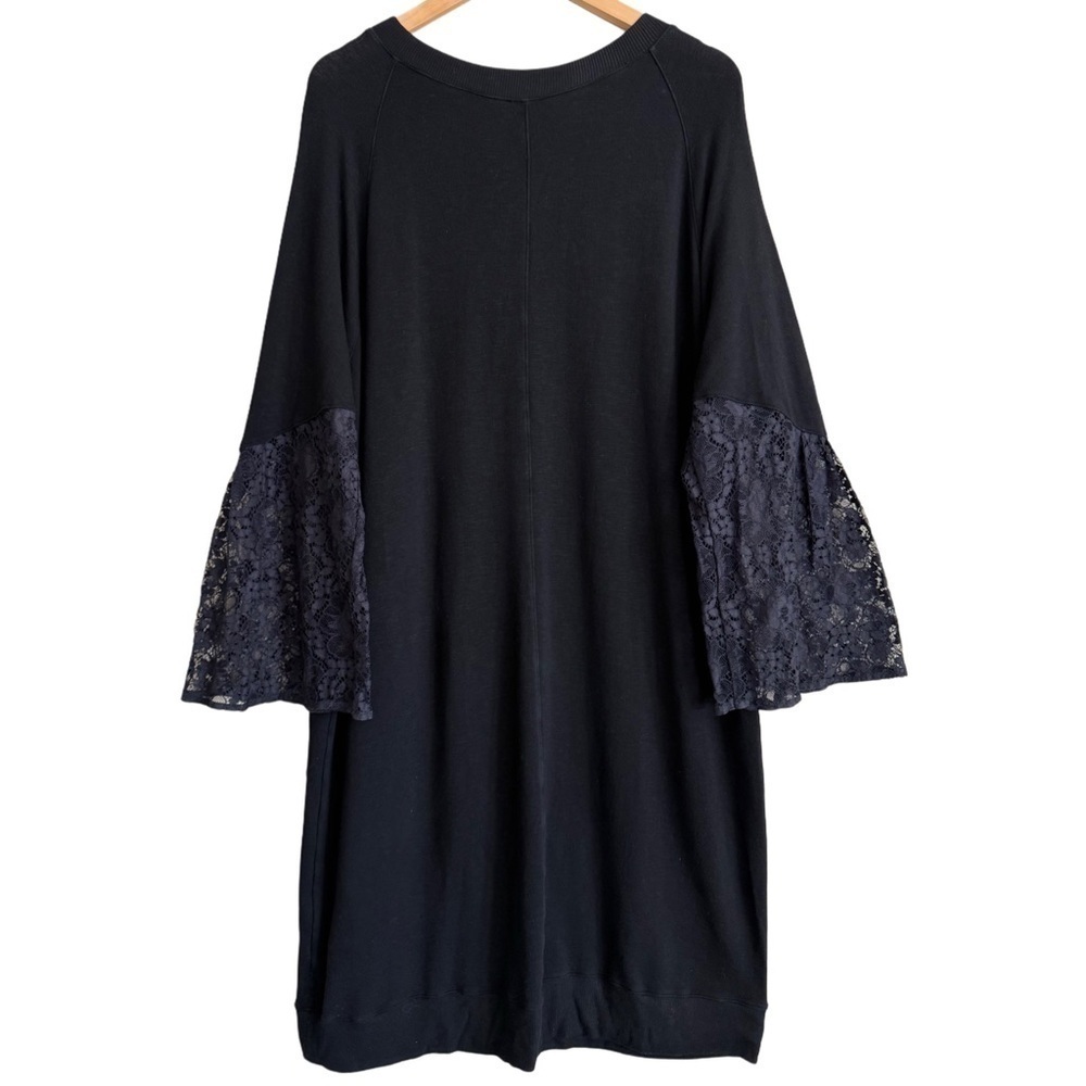CLU Supersoft Lightweight Minimalist Stretchy Lace Flounce Sleeve Knit Dress 2 - Picture 6 of 9